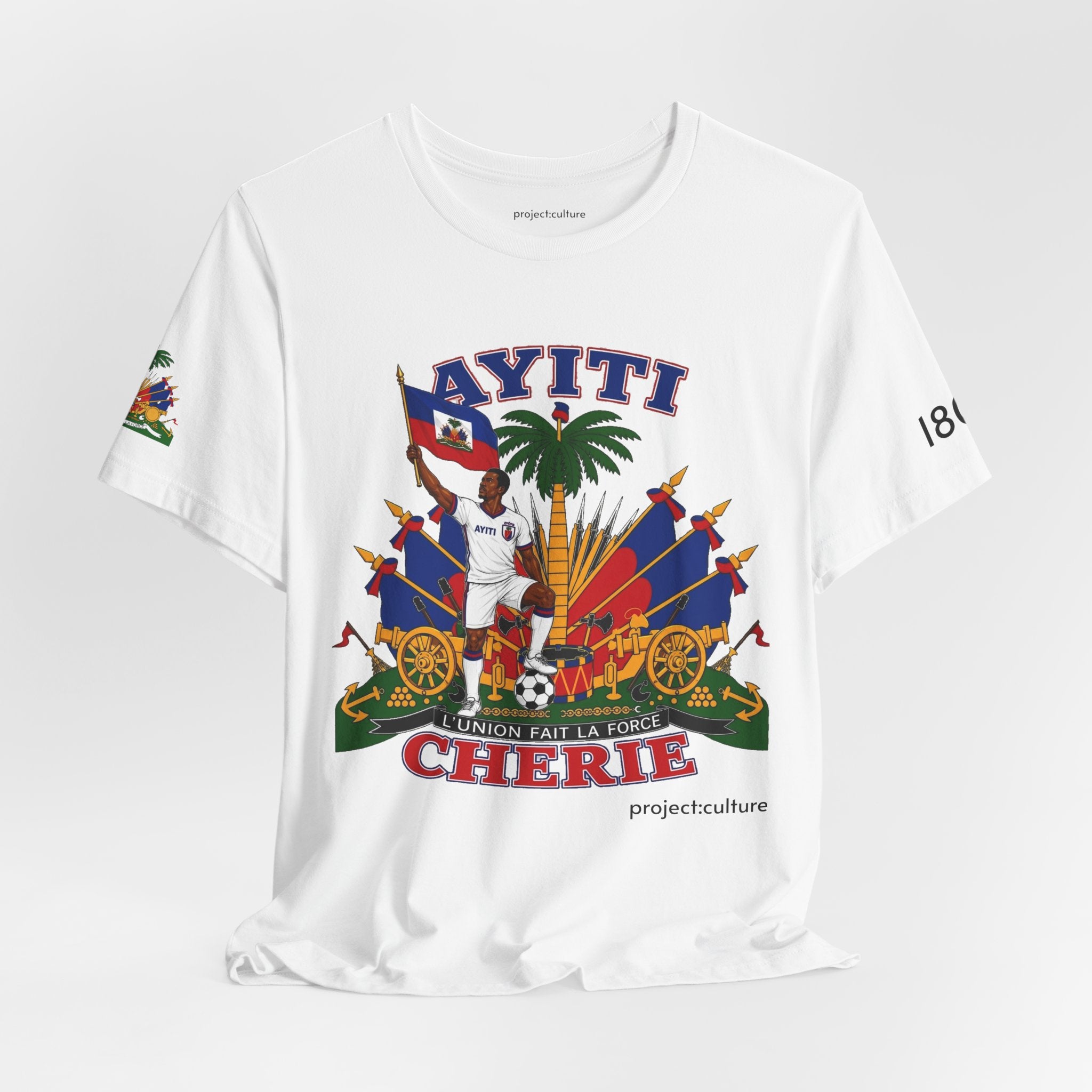 Ayiti Chérie T-Shirt – Haitian Flag & Coat of Arms (No white background )Tee