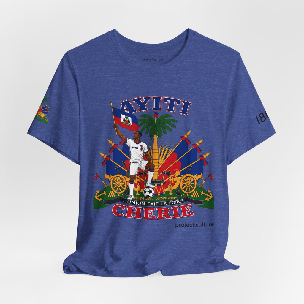 Ayiti Chérie T-Shirt – Haitian Flag & Coat of Arms (No white background )Tee