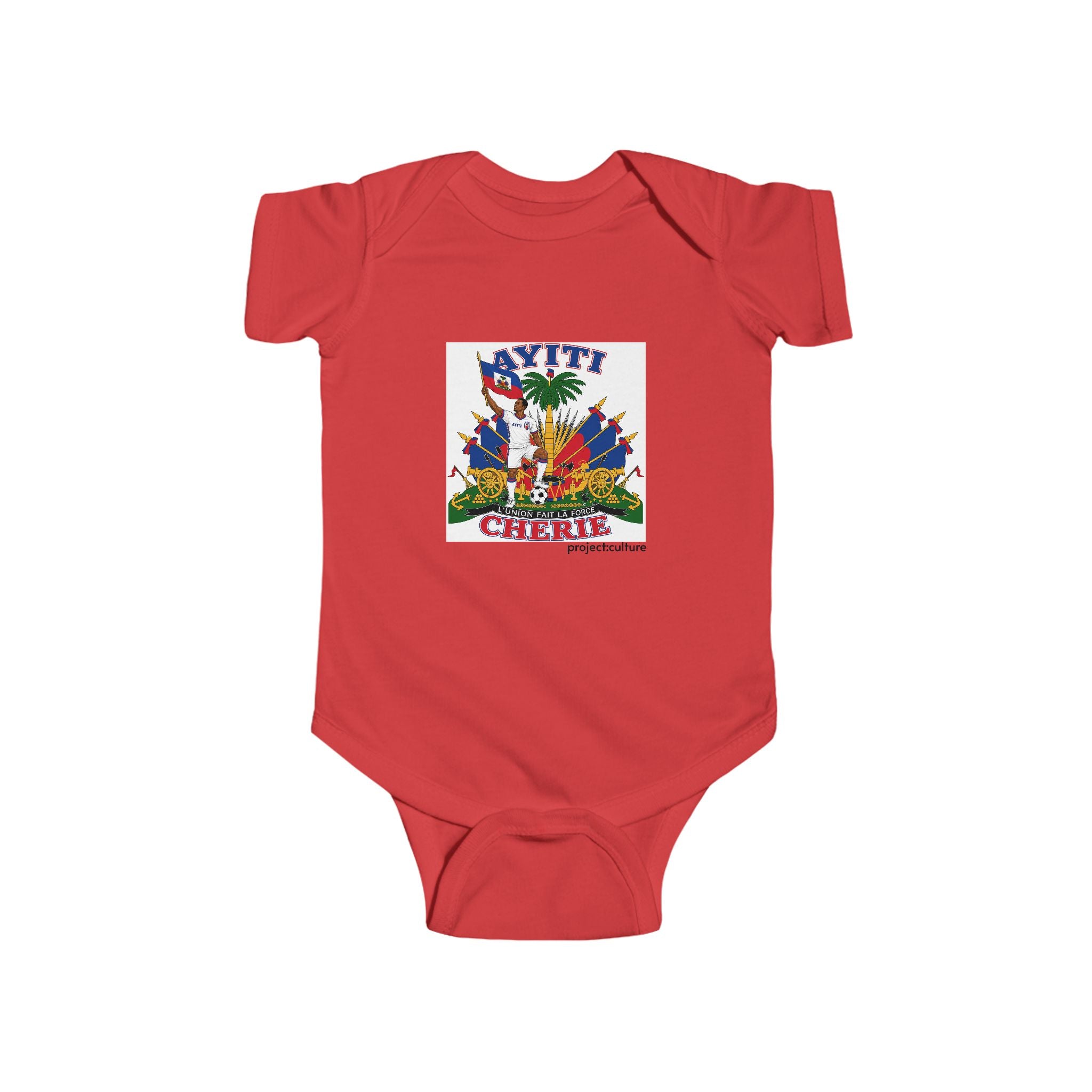 Infant Bodysuit - 'Ayiti Cheri' Haitian Pride Baby Onesie (Tropical Flag Design)