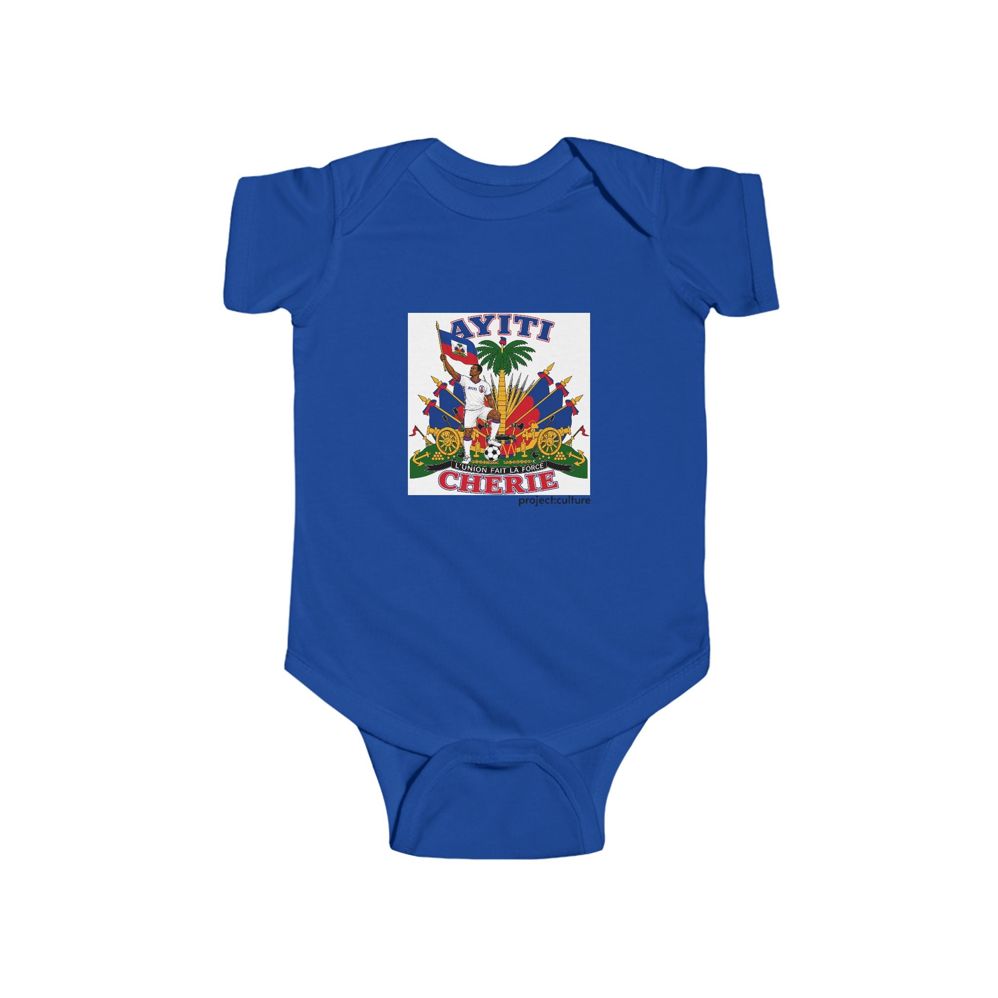 Infant Bodysuit - 'Ayiti Cheri' Haitian Pride Baby Onesie (Tropical Flag Design)