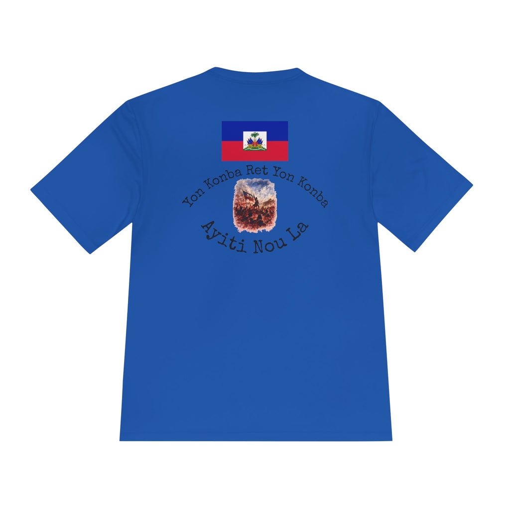 Ayiti Cherie T‑Shirt with White background — Haitian Flag & Crest Tee (Ayiti Nou La)