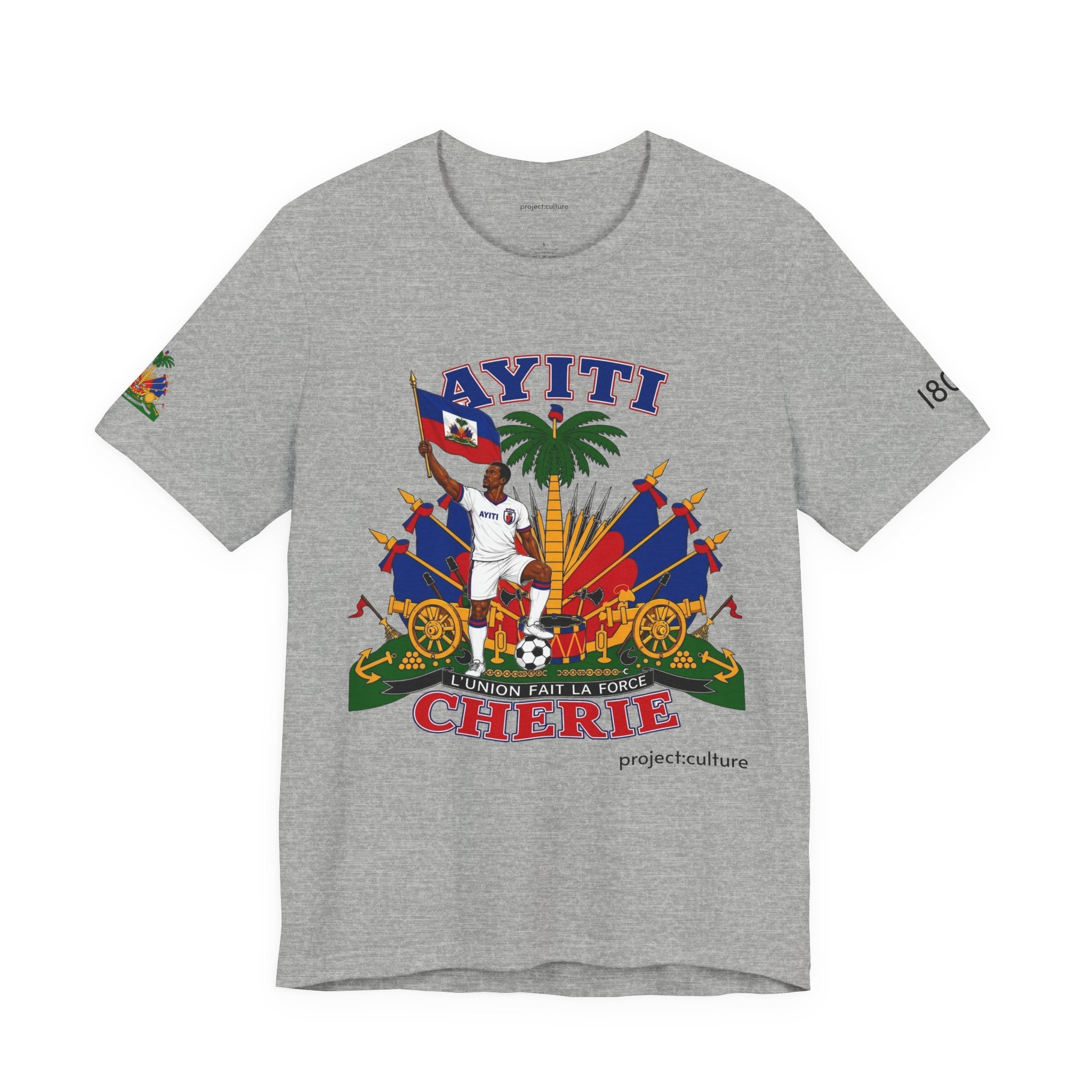 Ayiti Chérie T-Shirt – Haitian Flag & Coat of Arms (No white background )Tee