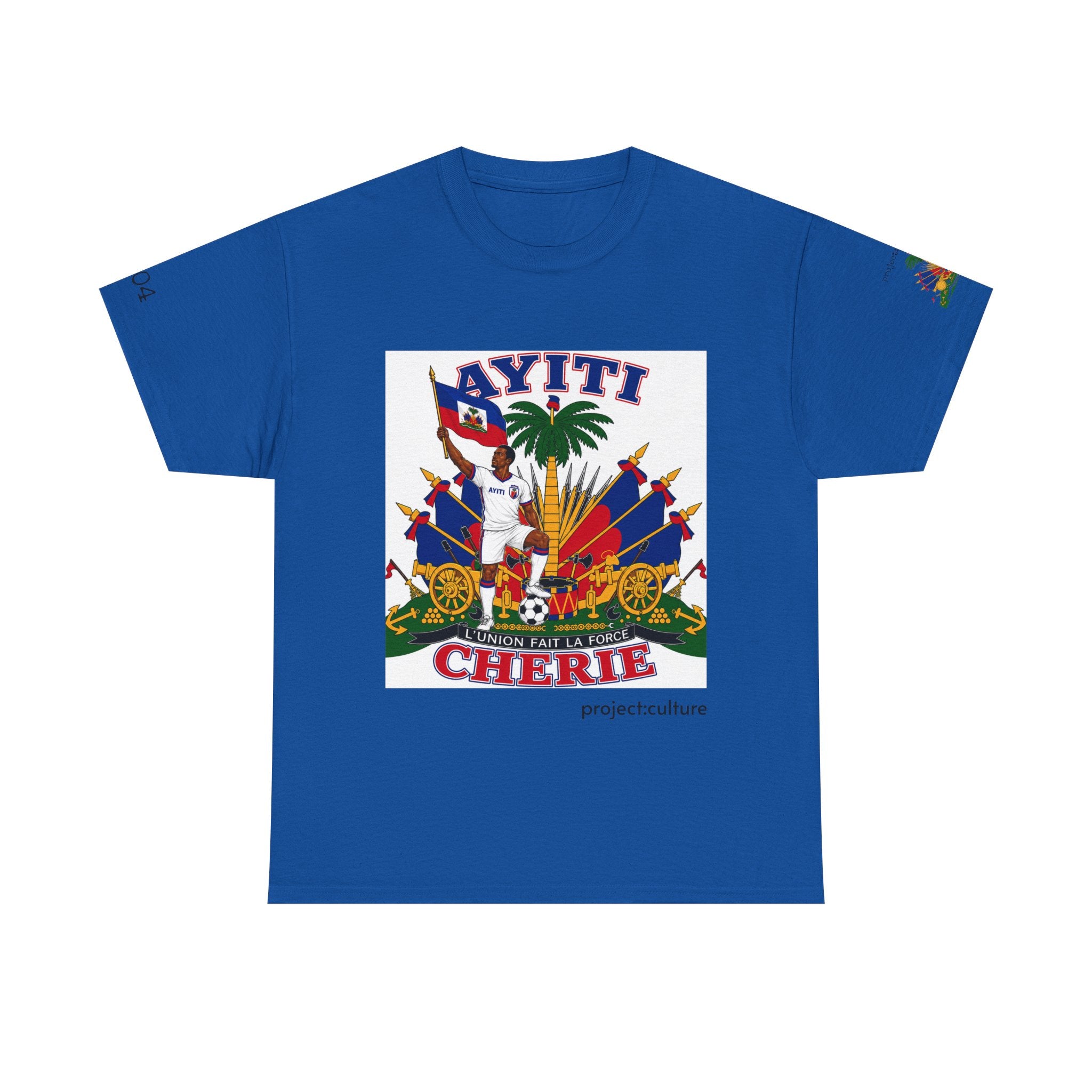 Ayiti Cherie T-Shirt — Haiti Coat of Arms with White Background 2026 Tee