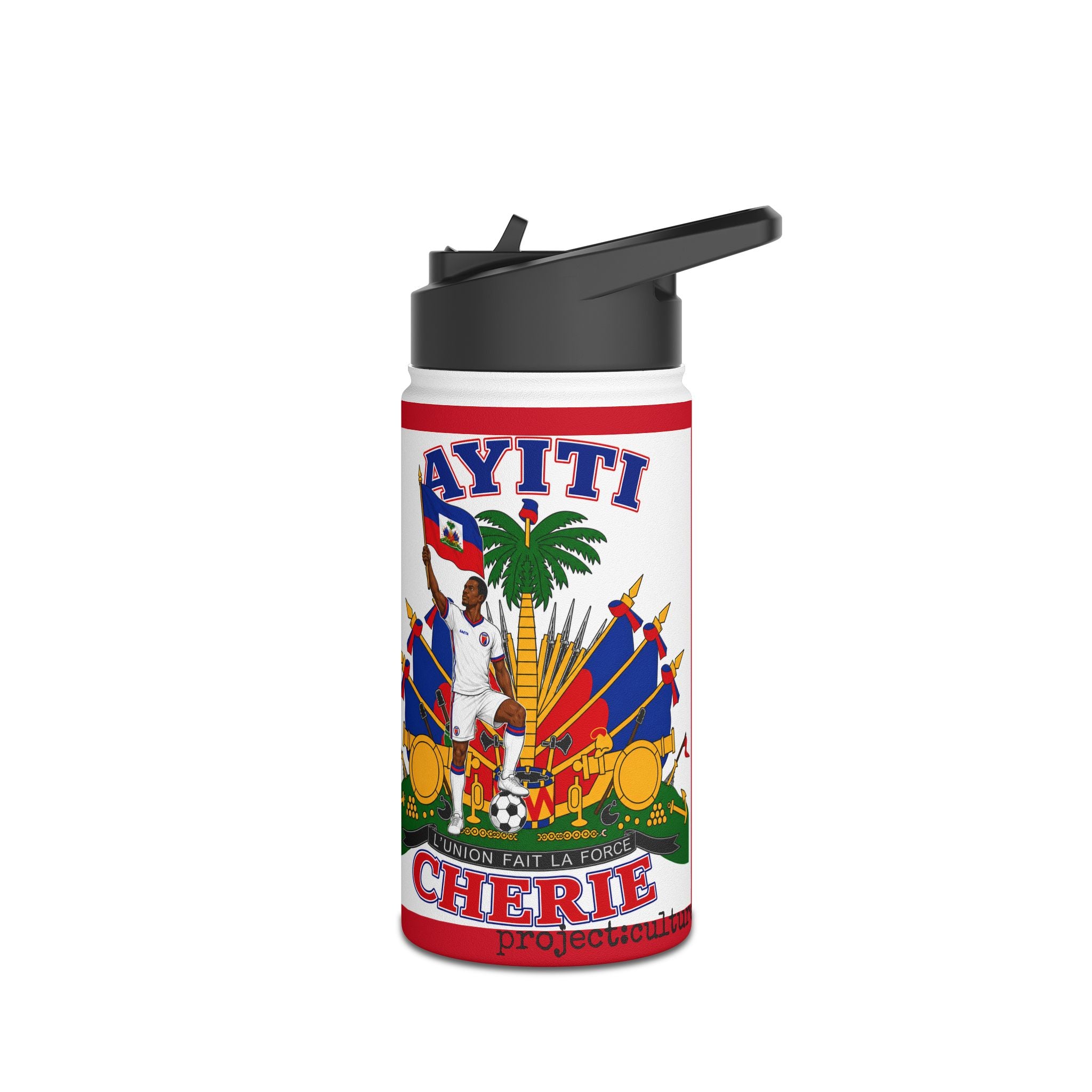 Haiti Crest Stainless Steel Water Bottle — Ayiti Cherie Soccer Design