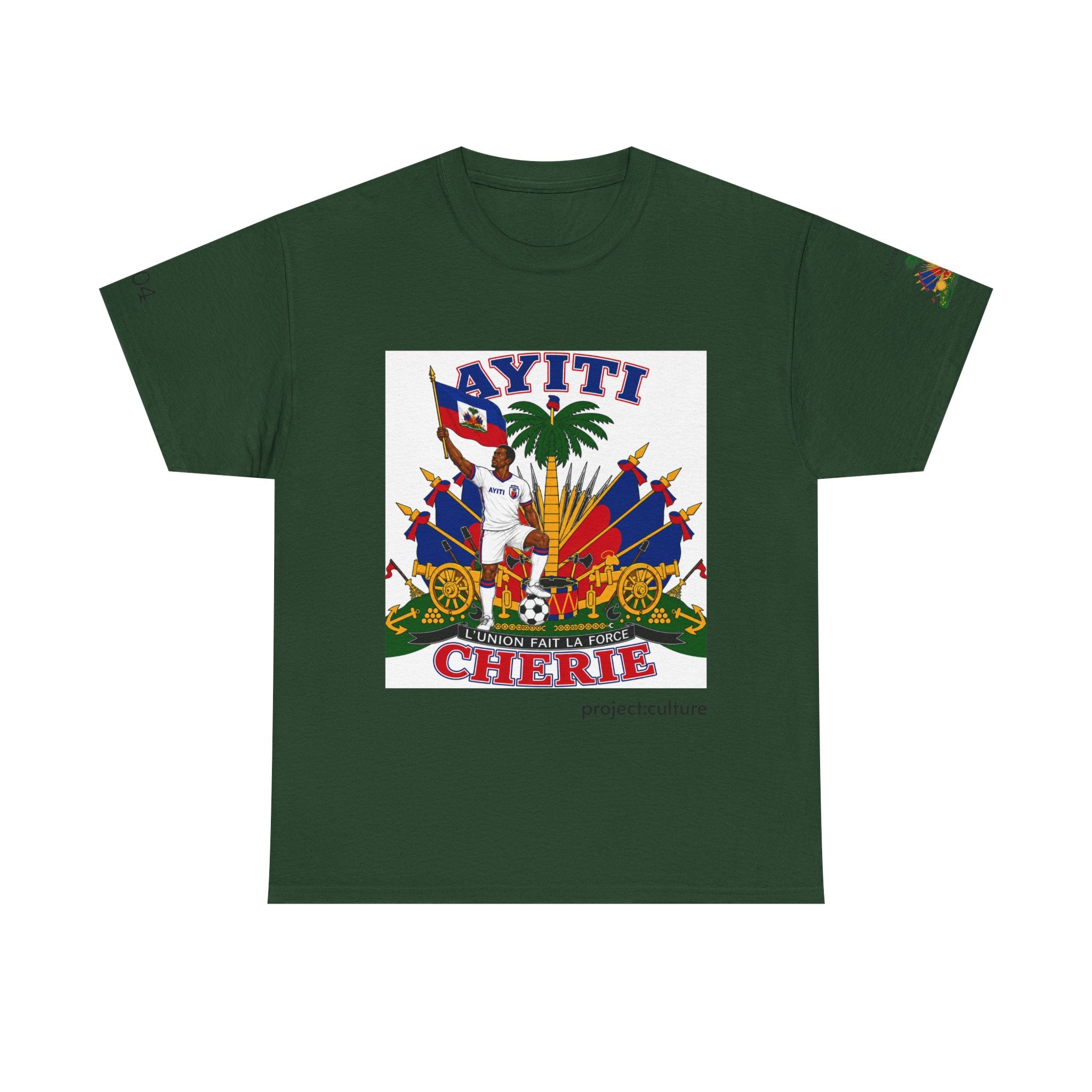 Ayiti Cherie T-Shirt — Haiti Coat of Arms with White Background 2026 Tee