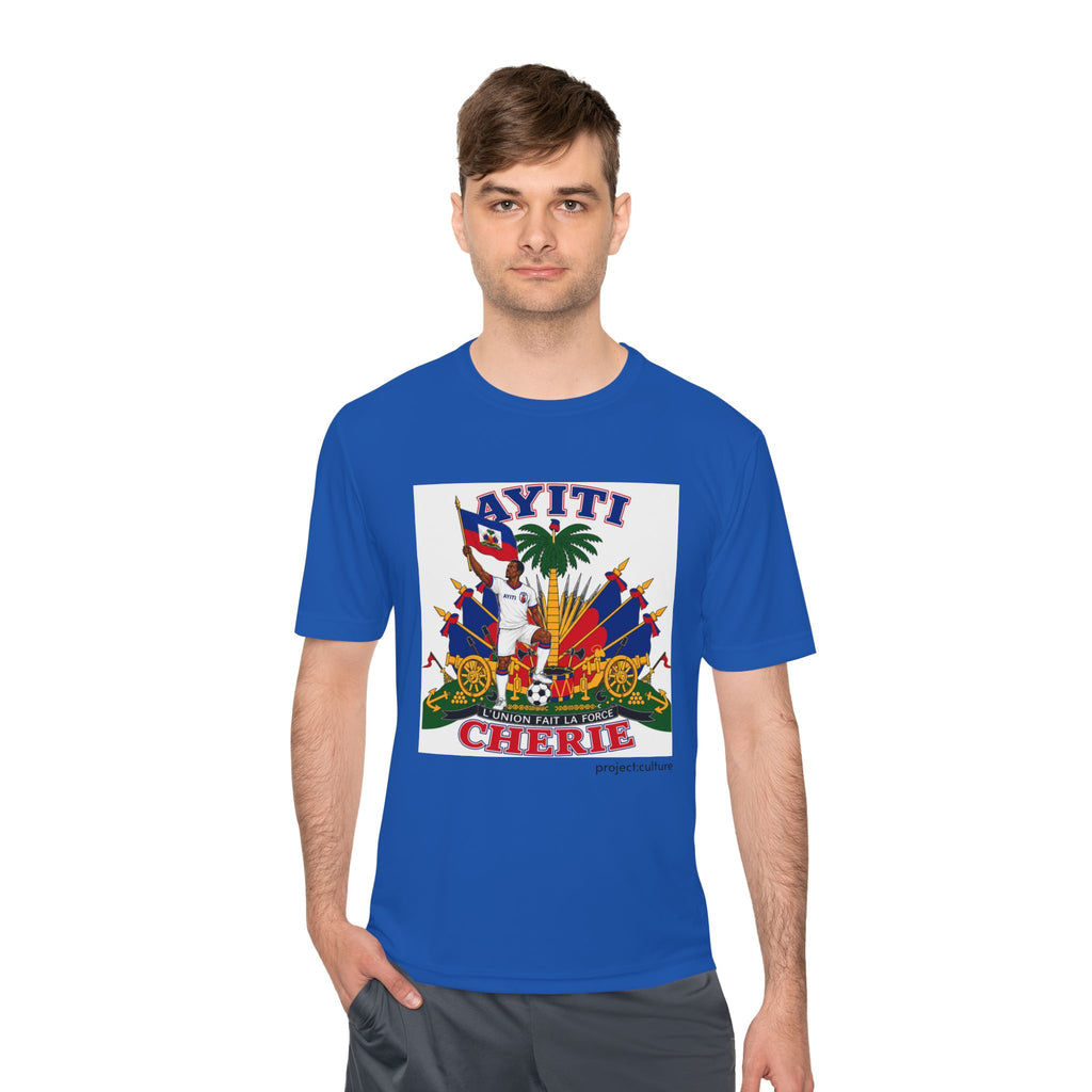 Ayiti Cherie T‑Shirt with White background — Haitian Flag & Crest Tee (Ayiti Nou La)