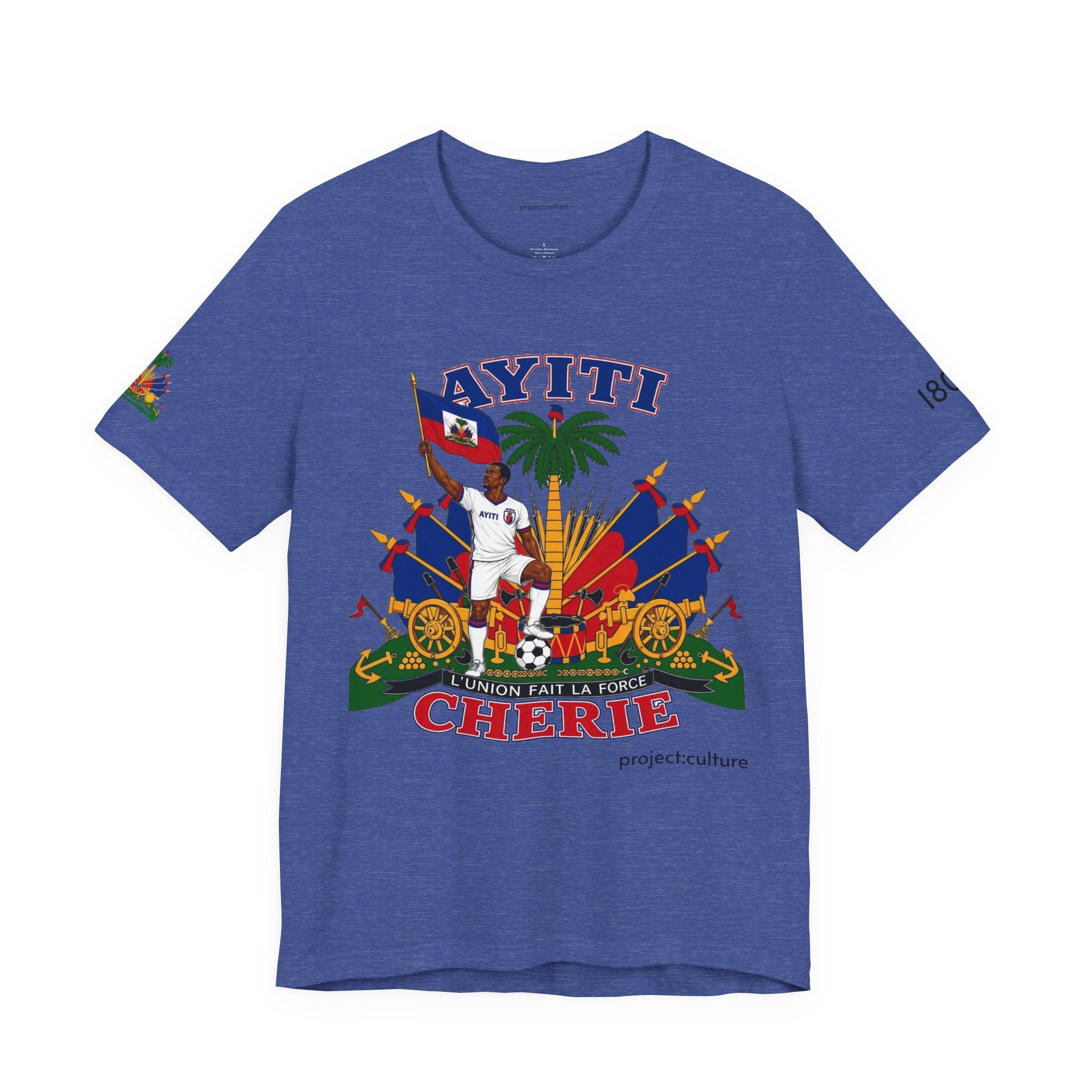 Ayiti Chérie T-Shirt – Haitian Flag & Coat of Arms (No white background )Tee