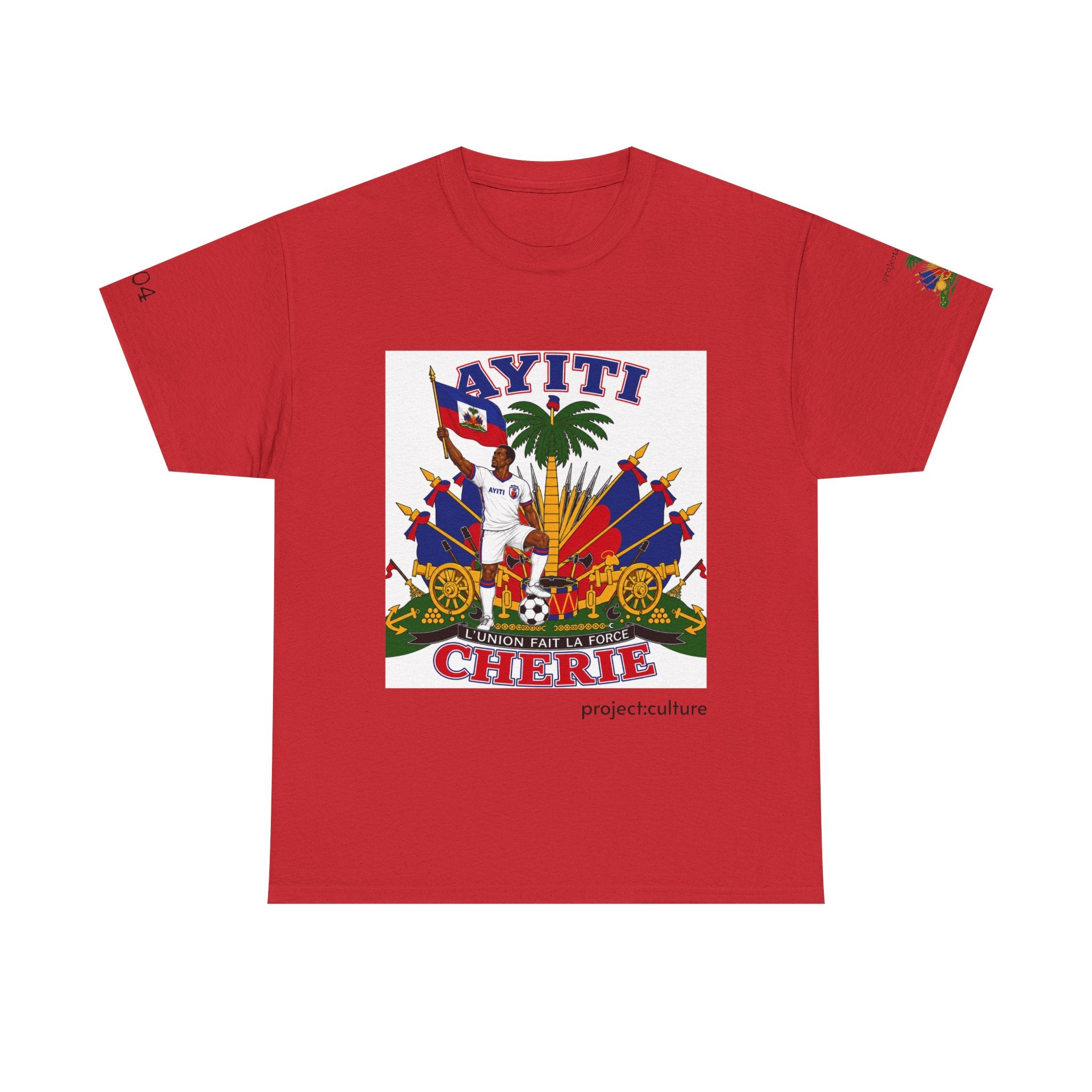 Ayiti Cherie T-Shirt — Haiti Coat of Arms with White Background 2026 Tee