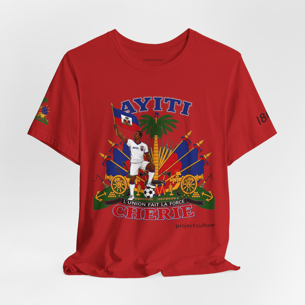 Ayiti Chérie T-Shirt – Haitian Flag & Coat of Arms (No white background )Tee
