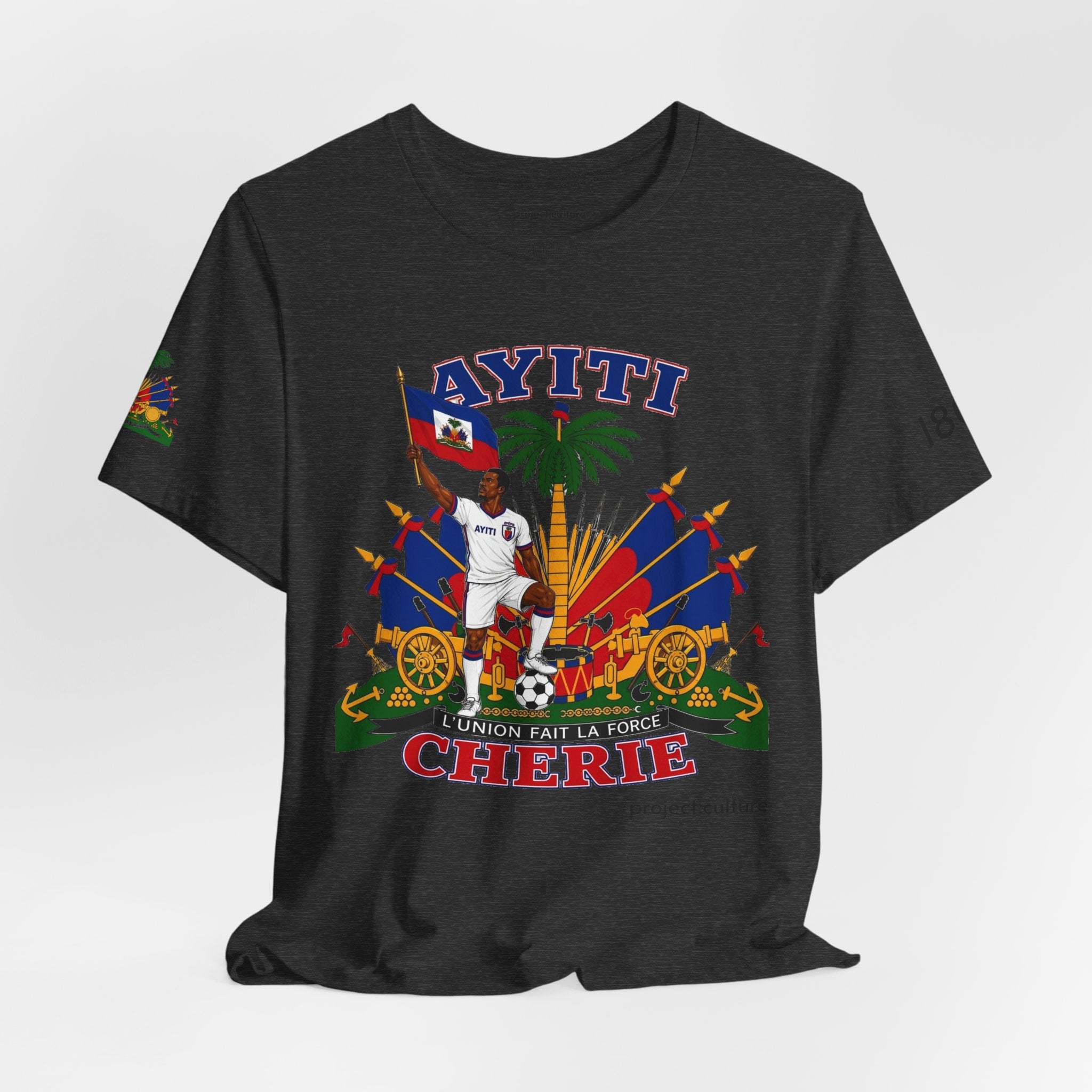 Ayiti Chérie T-Shirt – Haitian Flag & Coat of Arms (No white background )Tee