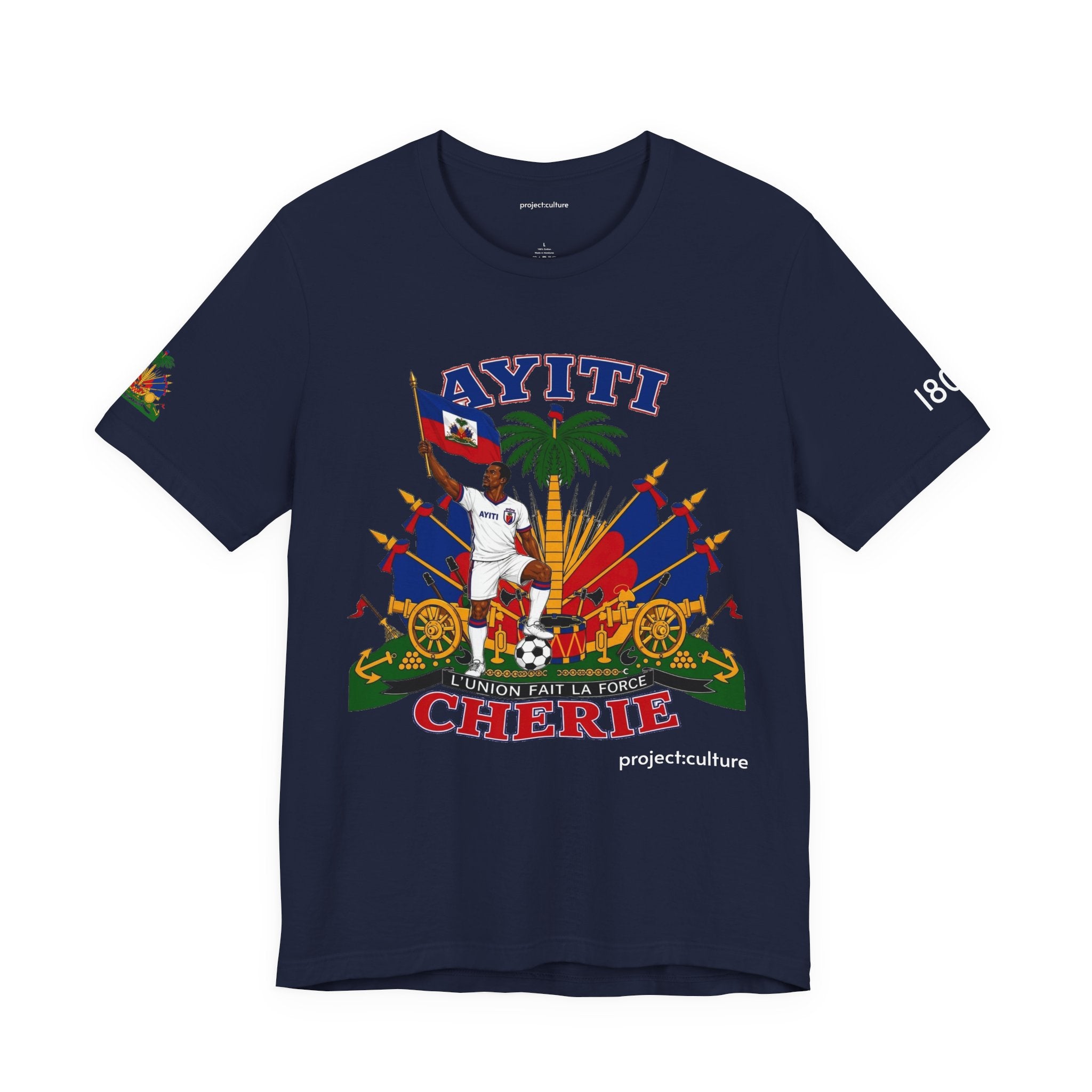 Ayiti Chérie T-Shirt – Haitian Flag & Coat of Arms (No white background )Tee