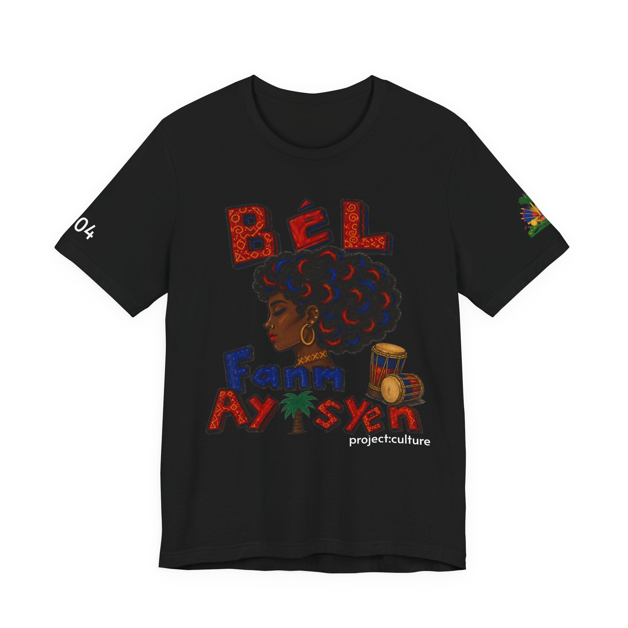 Bèl Fanm Ayisyen T-Shirt — Haitian Pride Afro Woman Graphic Tee