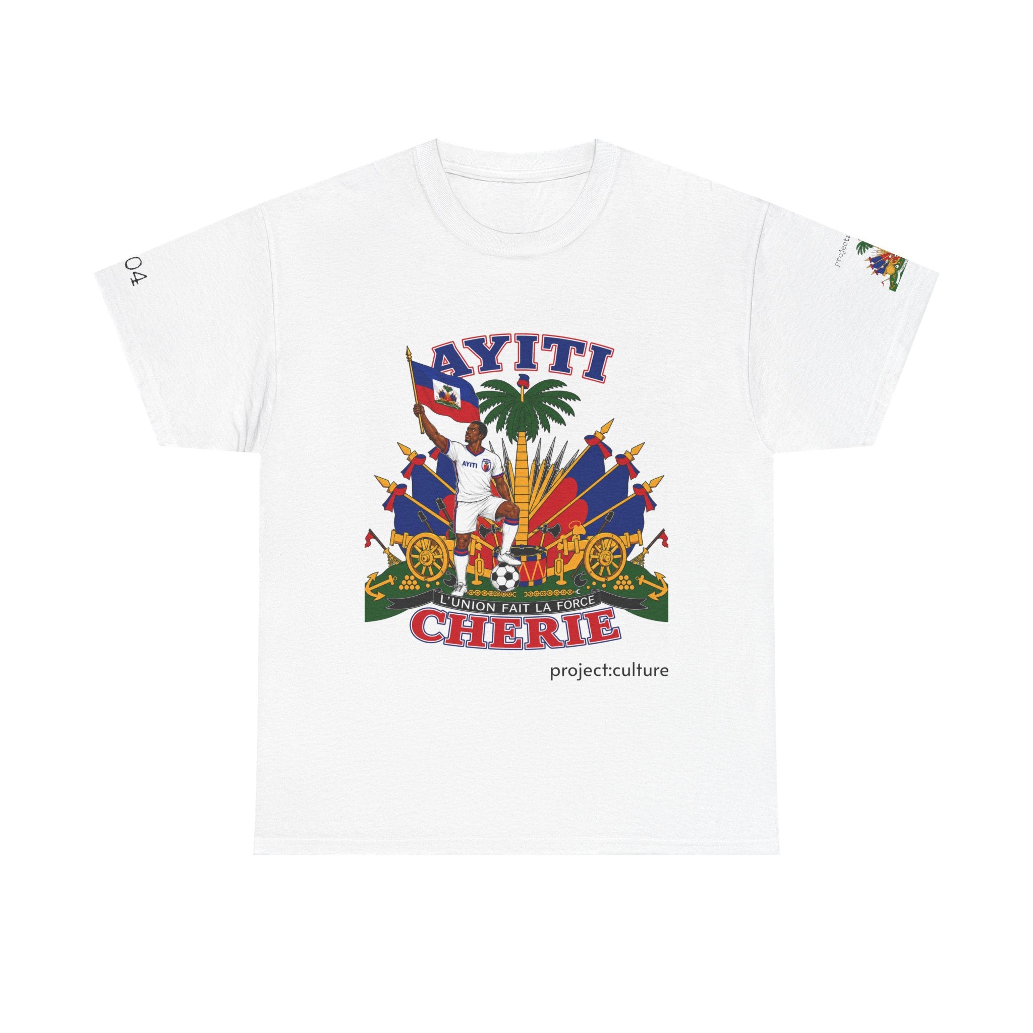 Ayiti Cherie T-Shirt — Haiti Coat of Arms with White Background 2026 Tee