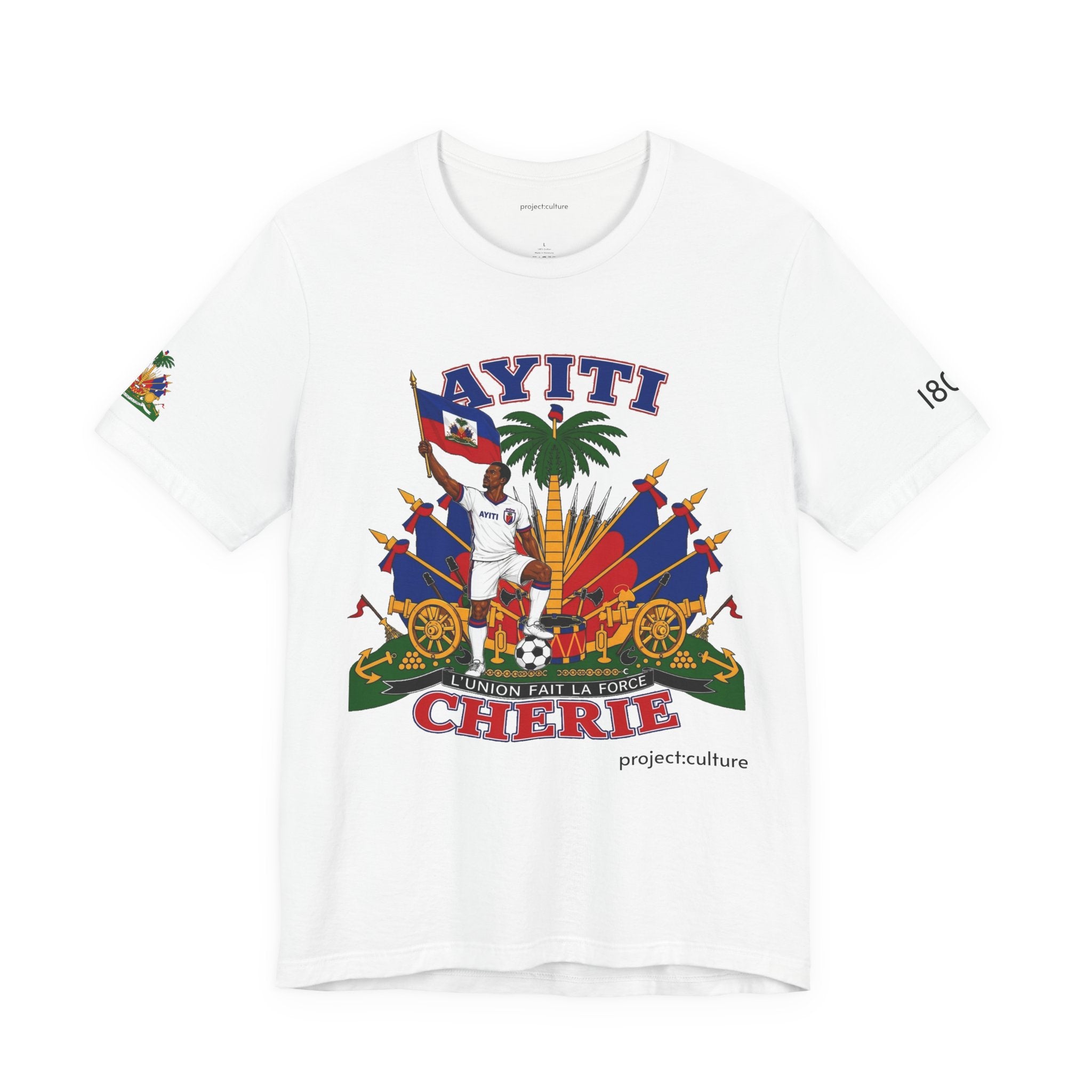 Ayiti Chérie T-Shirt – Haitian Flag & Coat of Arms (No white background )Tee