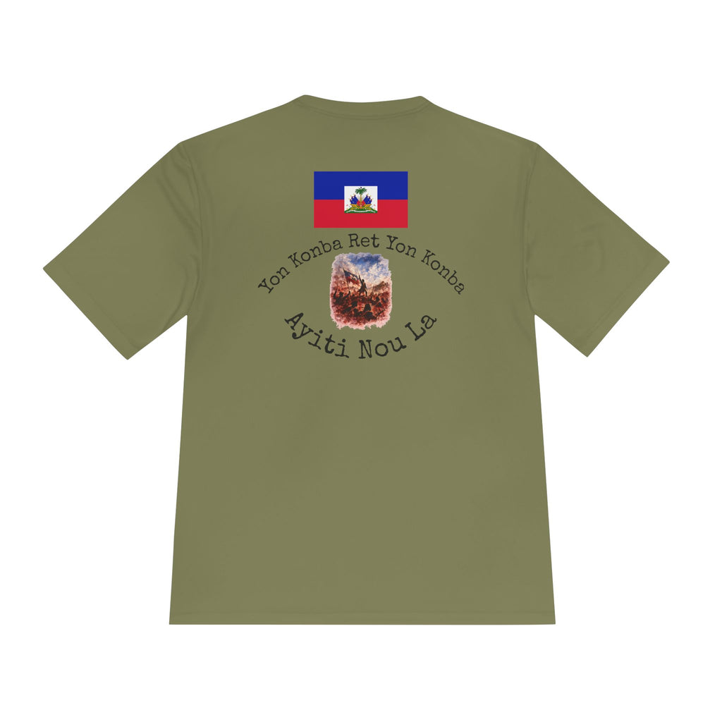 Ayiti Cherie T‑Shirt with White background — Haitian Flag & Crest Tee (Ayiti Nou La)