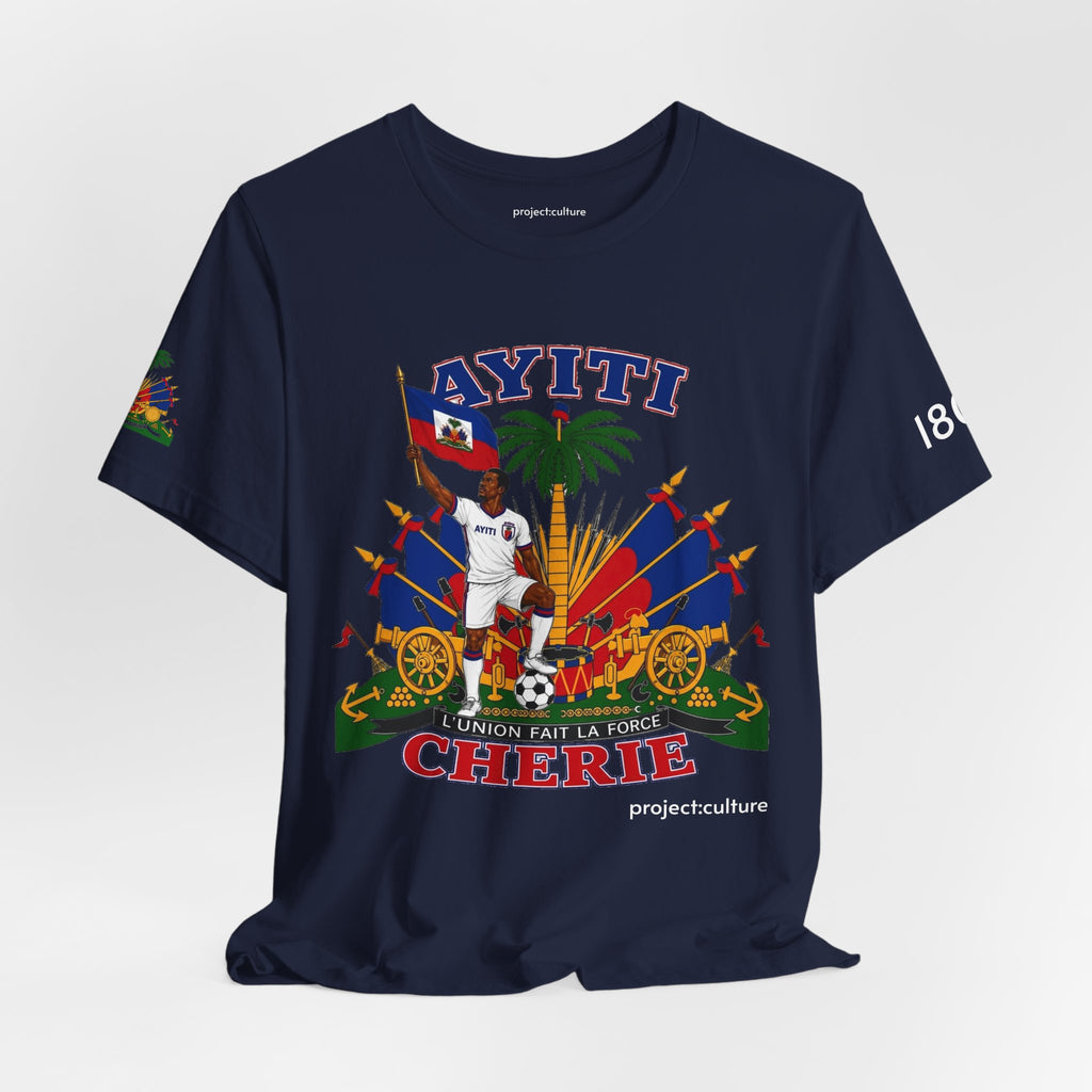 Ayiti Chérie T-Shirt – Haitian Flag & Coat of Arms (No white background )Tee