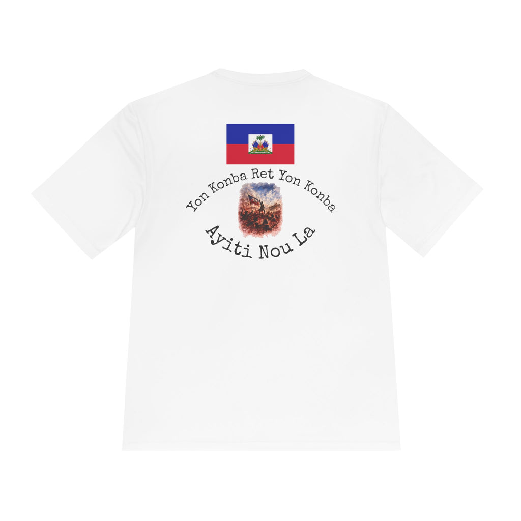 Ayiti Cherie T‑Shirt with White background — Haitian Flag & Crest Tee (Ayiti Nou La)