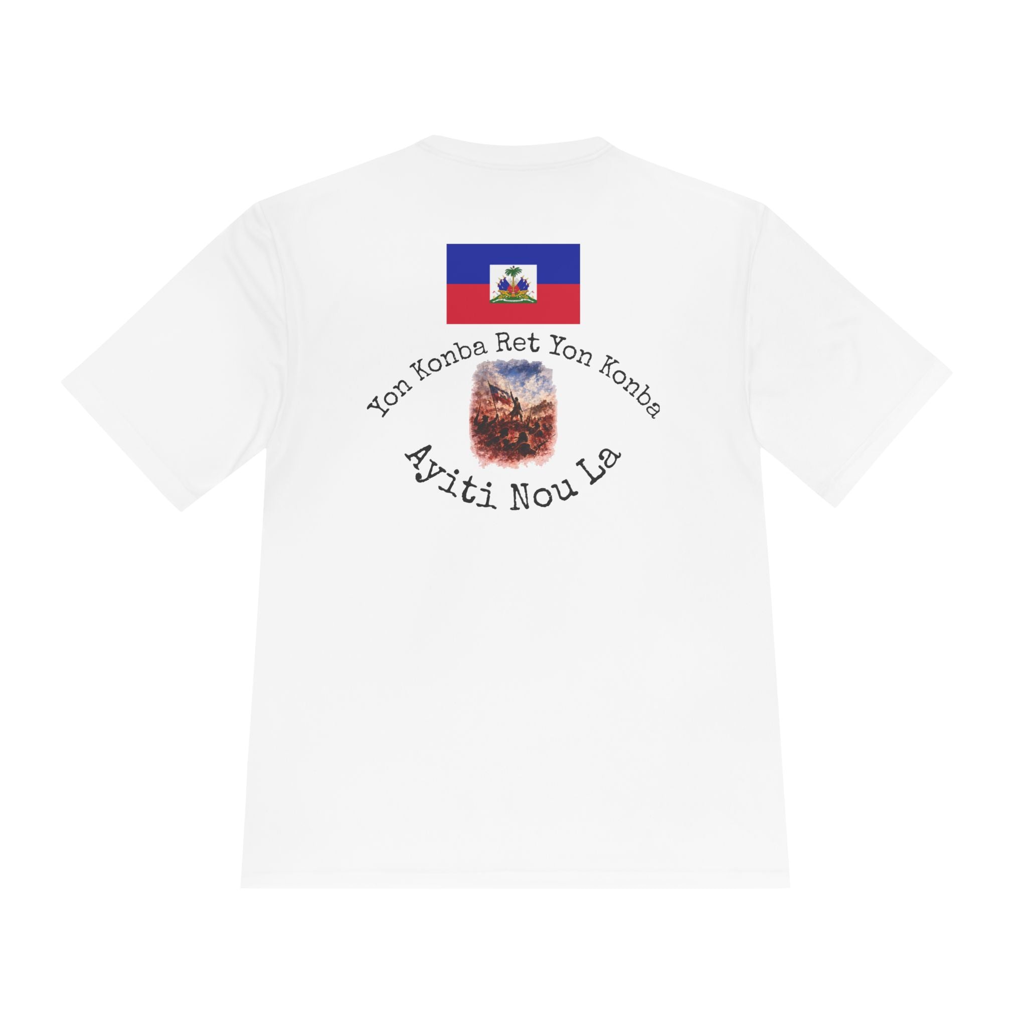 Ayiti Cherie T‑Shirt with White background — Haitian Flag & Crest Tee (Ayiti Nou La)