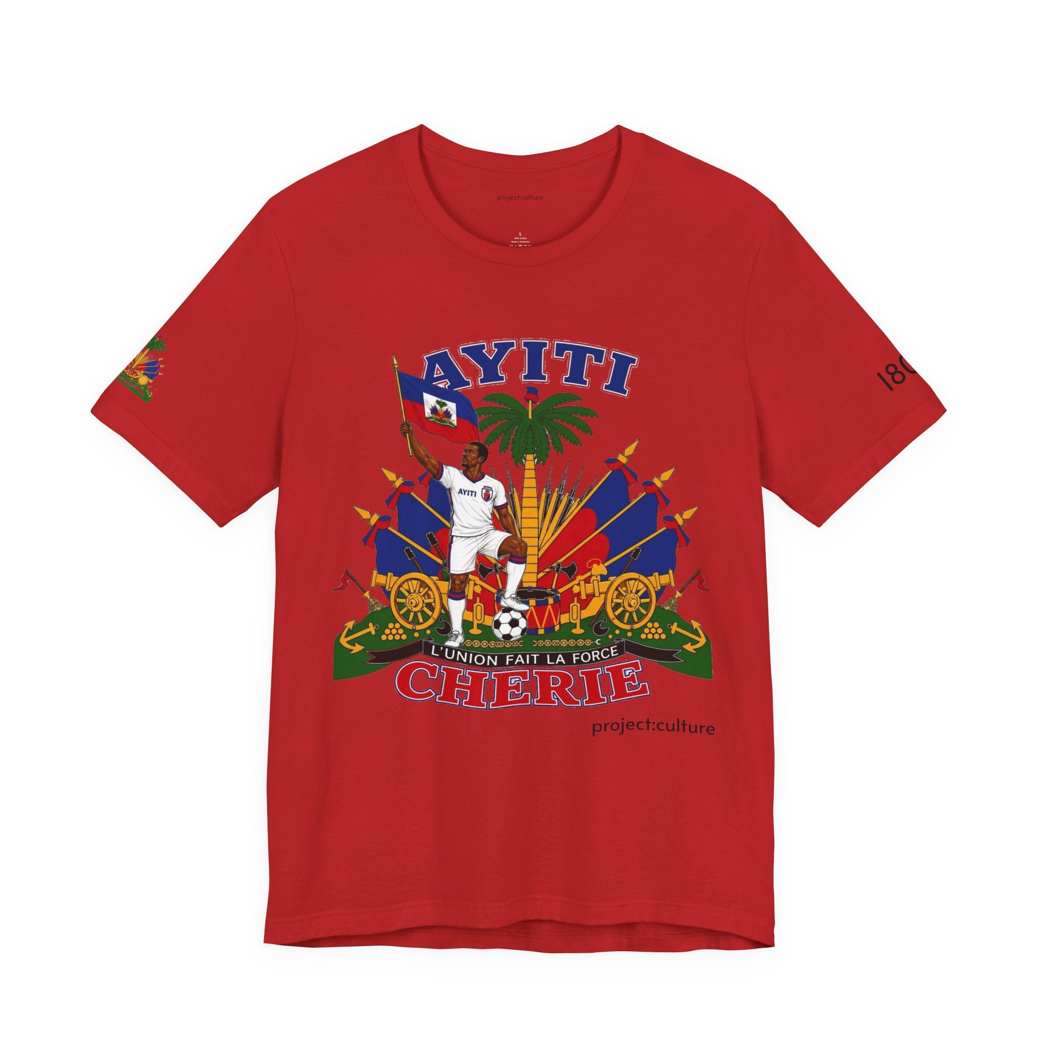 Ayiti Chérie T-Shirt – Haitian Flag & Coat of Arms (No white background )Tee
