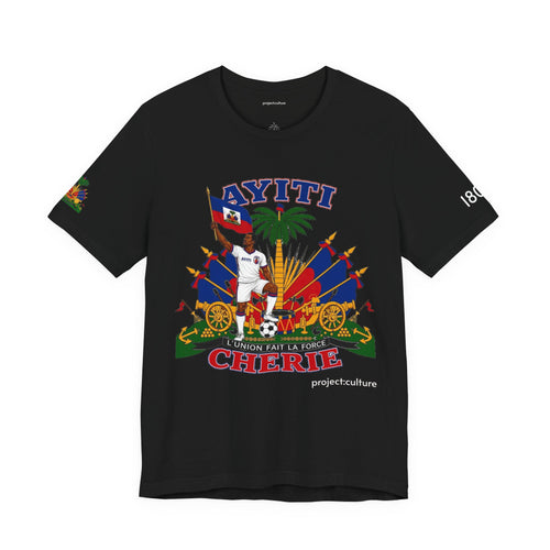 Ayiti Chérie T-Shirt – Haitian Flag & Coat of Arms (No white background )Tee