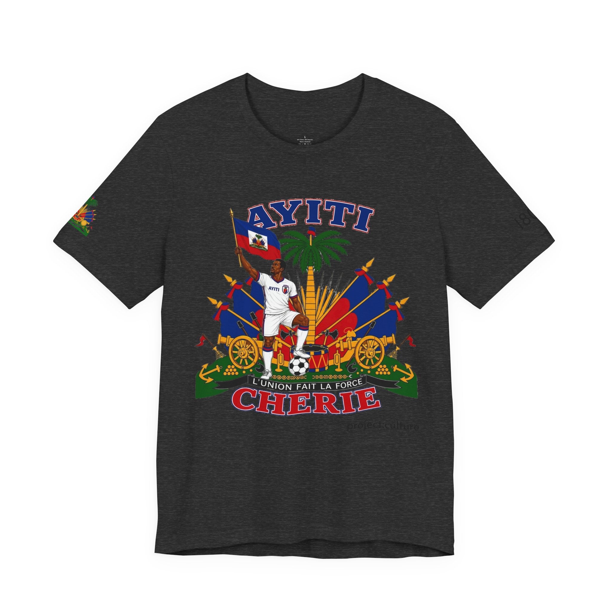 Ayiti Chérie T-Shirt – Haitian Flag & Coat of Arms (No white background )Tee