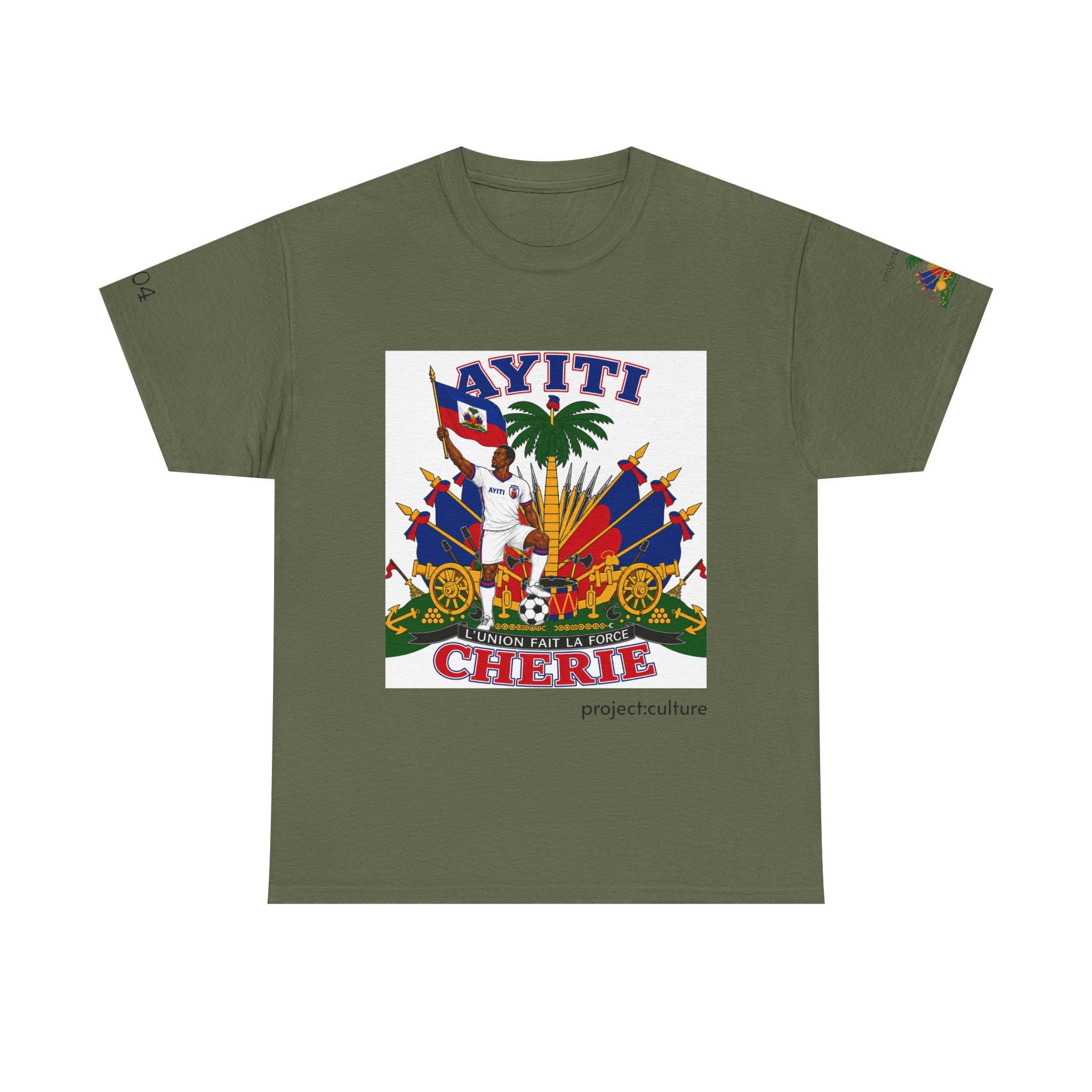 Ayiti Cherie T-Shirt — Haiti Coat of Arms with White Background 2026 Tee