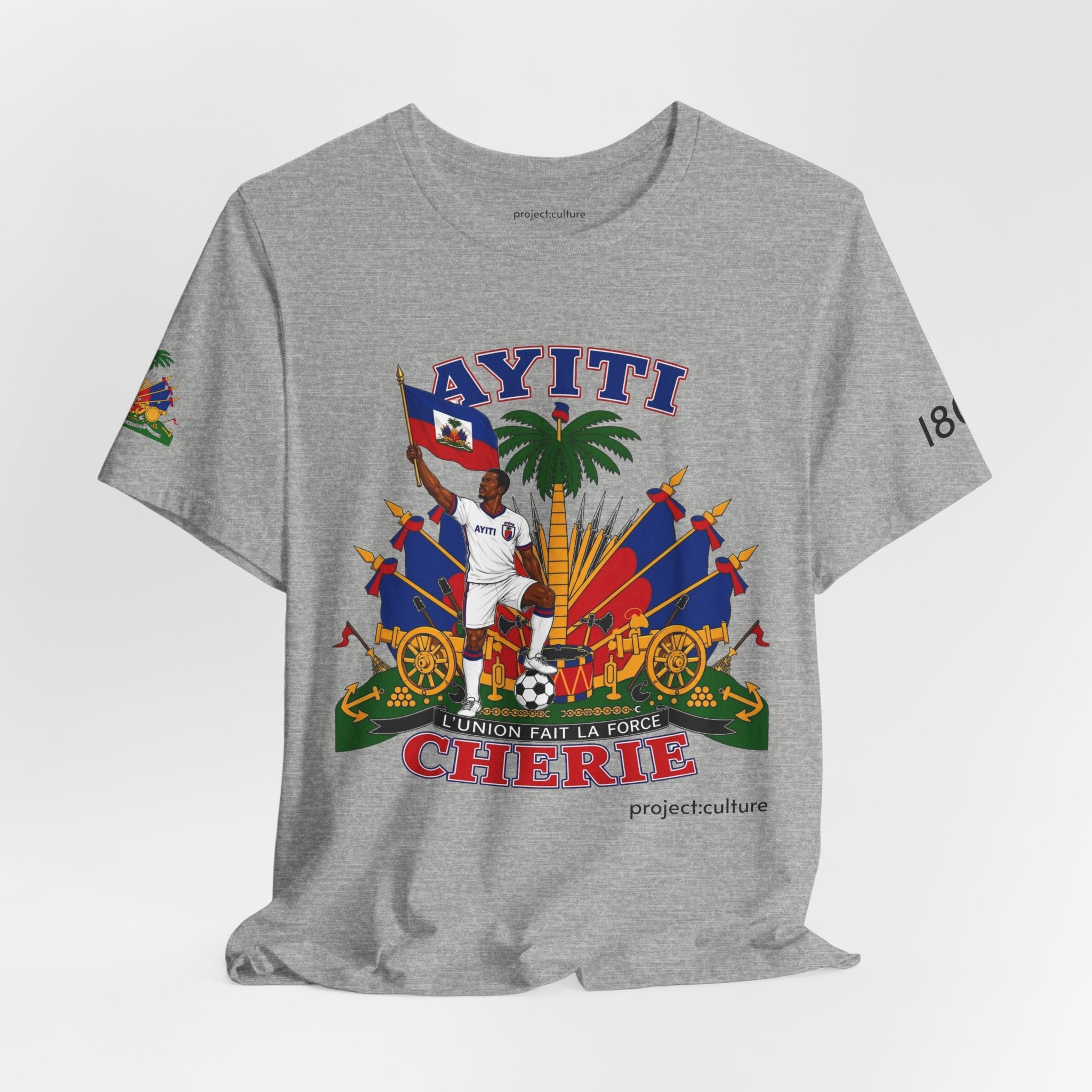 Ayiti Chérie T-Shirt – Haitian Flag & Coat of Arms (No white background )Tee